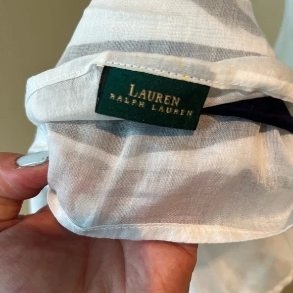 COPY - Ralph Lauren Navy White Logo Stripe 💙 Scarf 26” x 52” - Picture 3 of 3